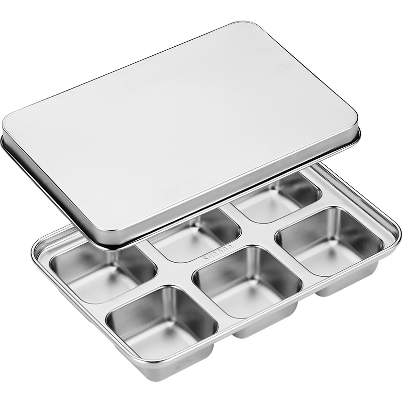 Stainless Steel Ice Cube Trays, Ice Cube Container with Lid, Leak-Free Square Ice Molds (Silver)