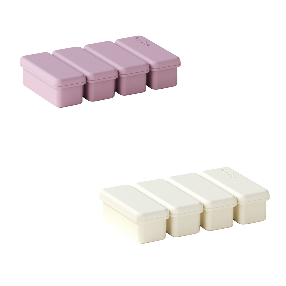 Pack Silicone Ice Cube Trays, Ice Cube Molds with Removable Lid, Ice Cube Maker for Freezer, Juice, Whiskey, Cocktail, Ice Soup (White, Purple)