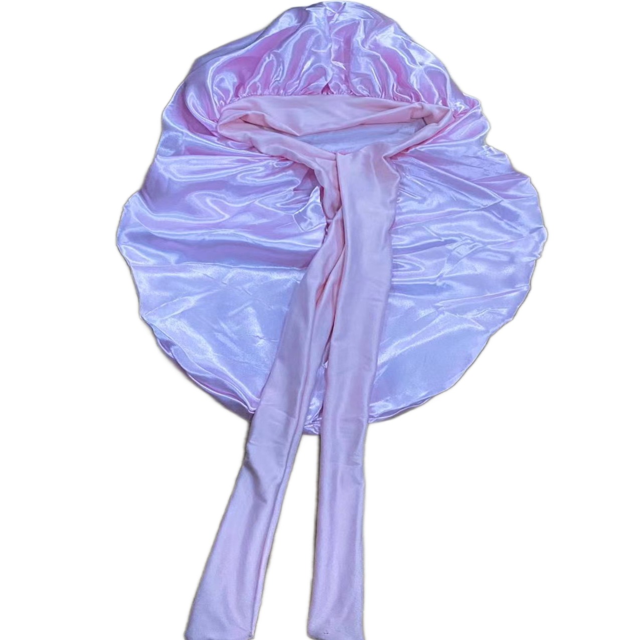 Extra Long Satin Bonnet for Women, Adjustable Braid Bonnet with Tie Band, Double Layer Elastic Silk Bonnet for Braids Hair Sleeping Cap (Pink)