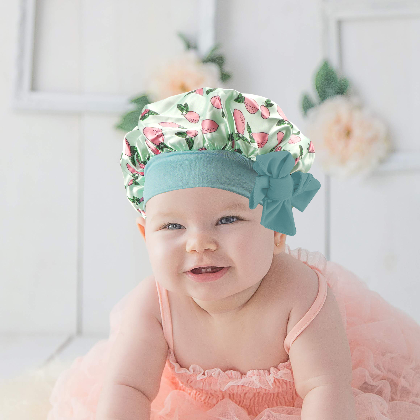 Pack Satin Silk Bonnet Hair Cap for Kids, Adjustable Sleep Bonnet with Elastic Tie, Double Layer Night Hair Hats for Teens (Yellow, Blue)